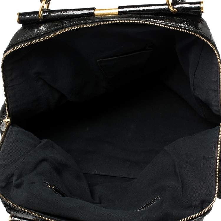 Pre Owned Yves Saint Laurent Black Patent Leather Medium Majorelle Tote