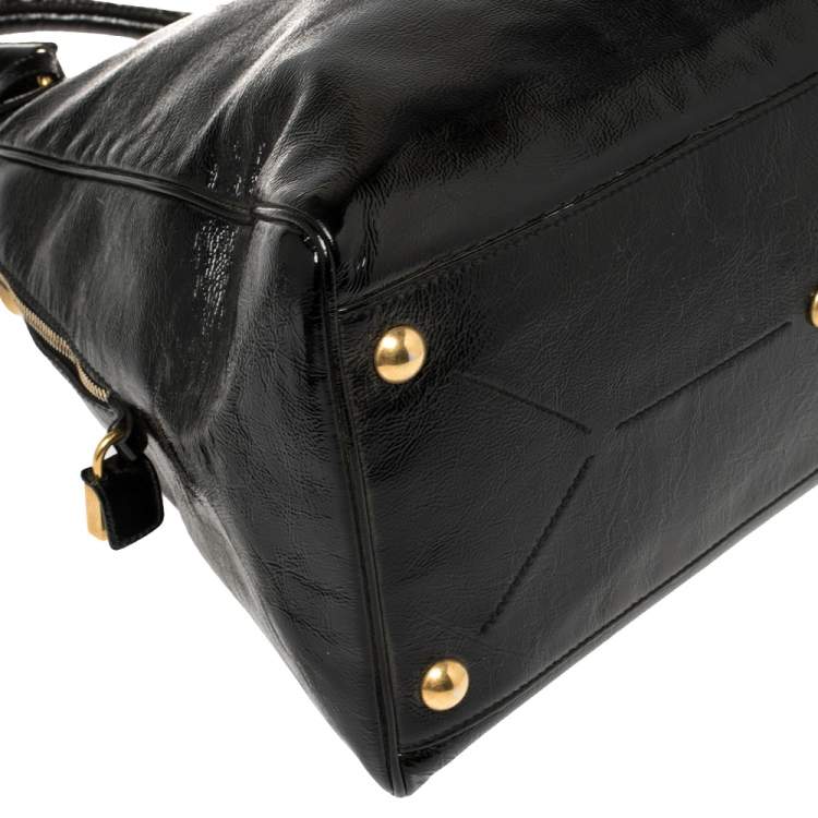 Pre Owned Yves Saint Laurent Black Patent Leather Medium Majorelle Tote