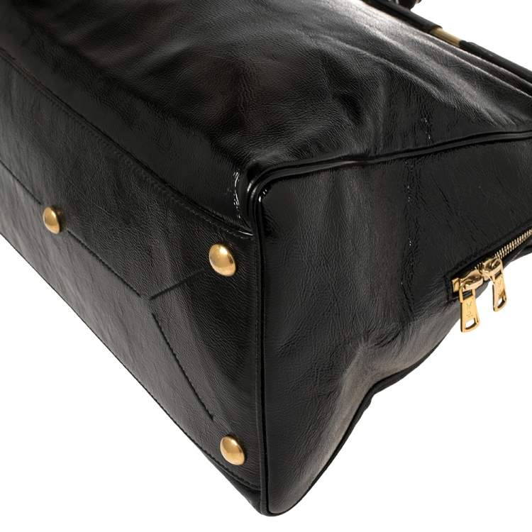 Pre Owned Yves Saint Laurent Black Patent Leather Medium Majorelle Tote