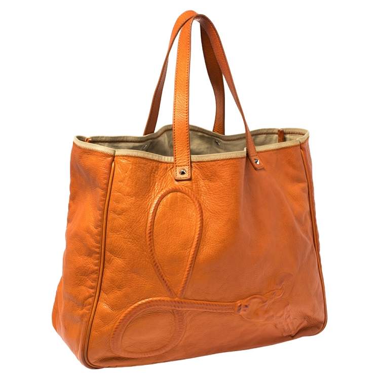 Pre Owned Yves Saint Laurent Orange Leather Charms Tote