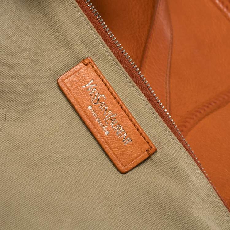 Pre Owned Yves Saint Laurent Orange Leather Charms Tote