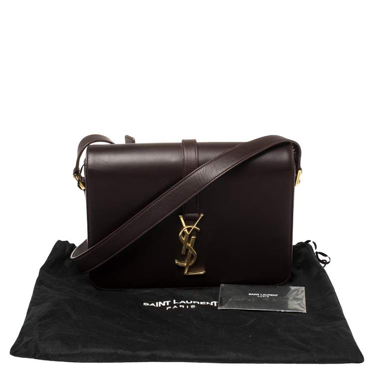 Pre Owned Saint Laurent Paris Burgundy Leather Medium Monogram Université Shoulder Bag