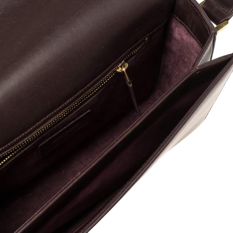 Pre Owned Saint Laurent Paris Burgundy Leather Medium Monogram Université Shoulder Bag