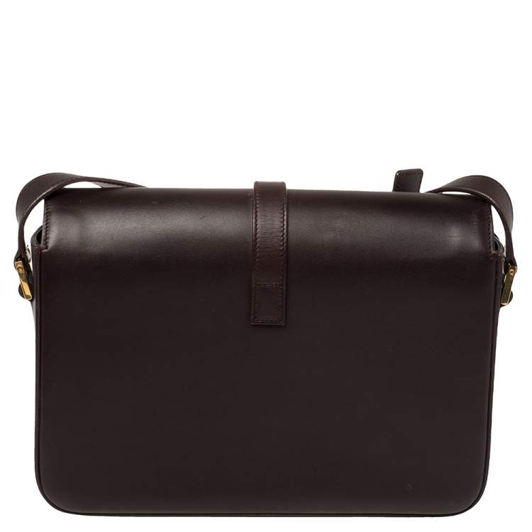 Pre Owned Saint Laurent Paris Burgundy Leather Medium Monogram Université Shoulder Bag
