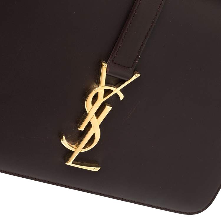 Pre Owned Saint Laurent Paris Burgundy Leather Medium Monogram Université Shoulder Bag