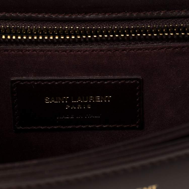 Pre Owned Saint Laurent Paris Burgundy Leather Medium Monogram Université Shoulder Bag