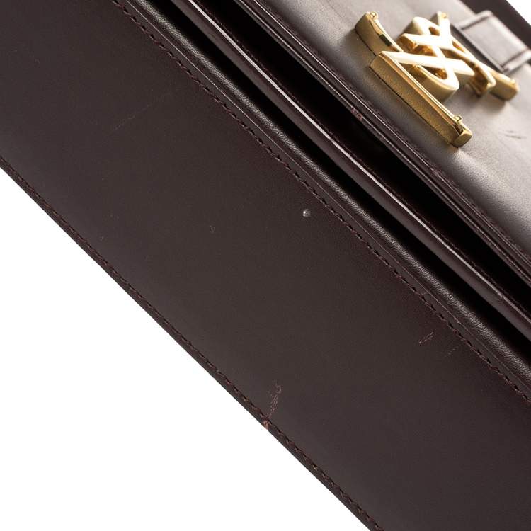 Pre Owned Saint Laurent Paris Burgundy Leather Medium Monogram Université Shoulder Bag