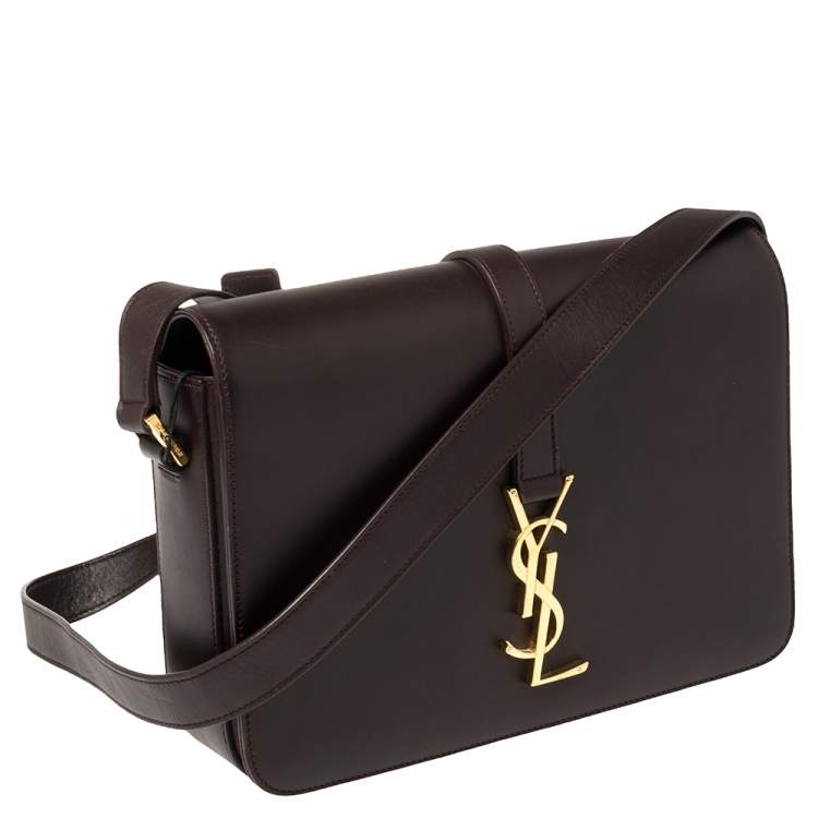 Pre Owned Saint Laurent Paris Burgundy Leather Medium Monogram Université Shoulder Bag