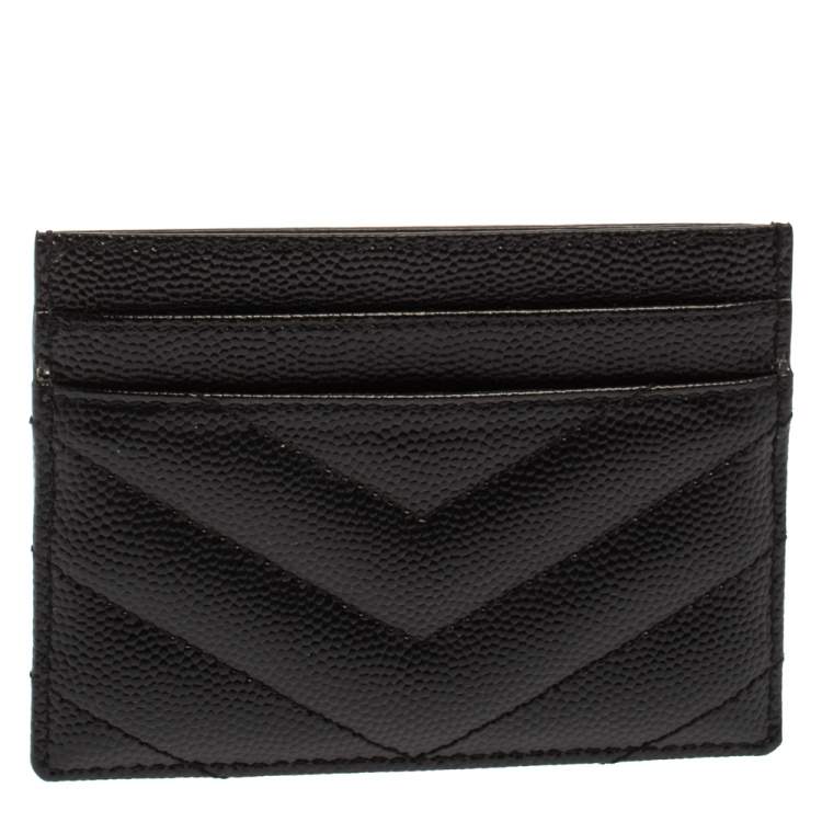 مملوكة مسبقًا Saint Laurent Black Matelasse Leather Monogram Card Holder