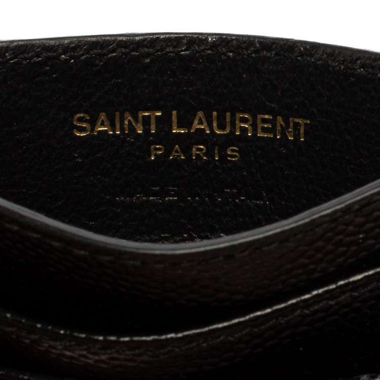 مملوكة مسبقًا Saint Laurent Black Matelasse Leather Monogram Card Holder