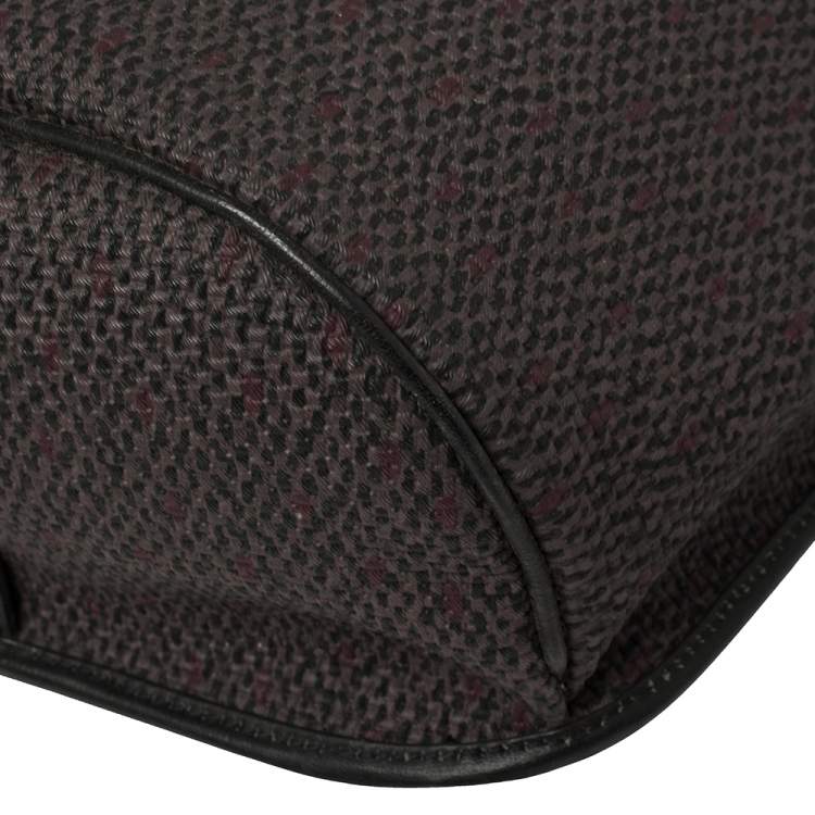 Pre Owned Saint Laurent Black/Purple Woven Coated Canvas and Leather Vintage Flap Shoulder bag
