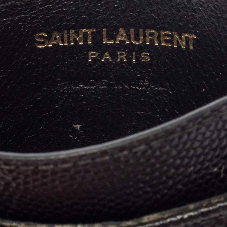 Pre Owned Saint Laurent Black Matelasse Leather Monogram Card Holder