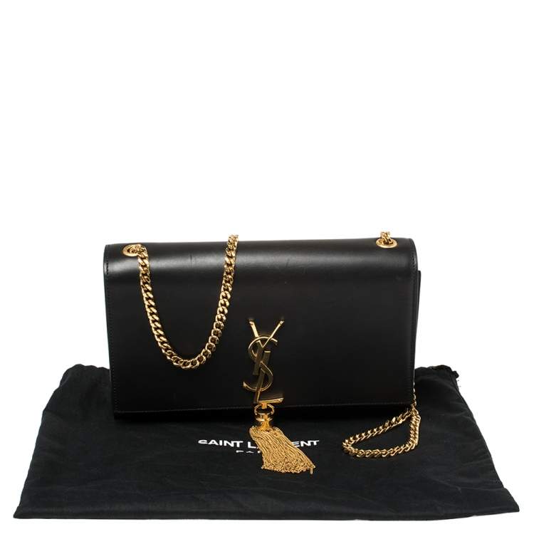 Pre Owned Saint Laurent Black Leather Medium Kate Tassel Shoulder Bag