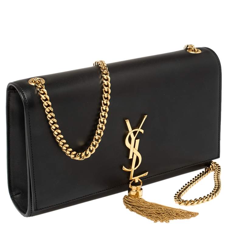 Pre Owned Saint Laurent Black Leather Medium Kate Tassel Shoulder Bag