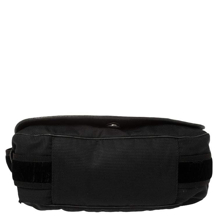 Pre Owned Yves Saint Laurent Black Canvas And Leather Messenger Bag