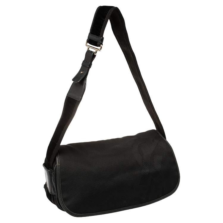 Pre Owned Yves Saint Laurent Black Canvas And Leather Messenger Bag
