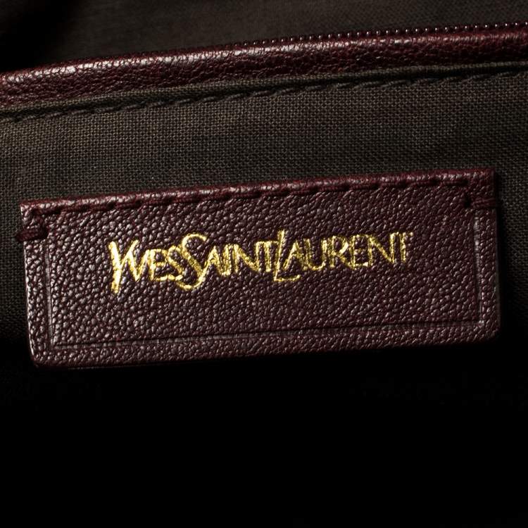 Pre Owned Yves Saint Laurent Burgundy Leather Medium Cabas Y-Ligne Tote
