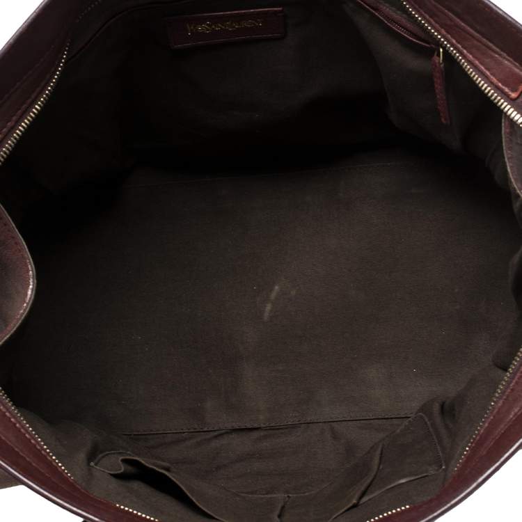 Pre Owned Yves Saint Laurent Burgundy Leather Medium Cabas Y-Ligne Tote