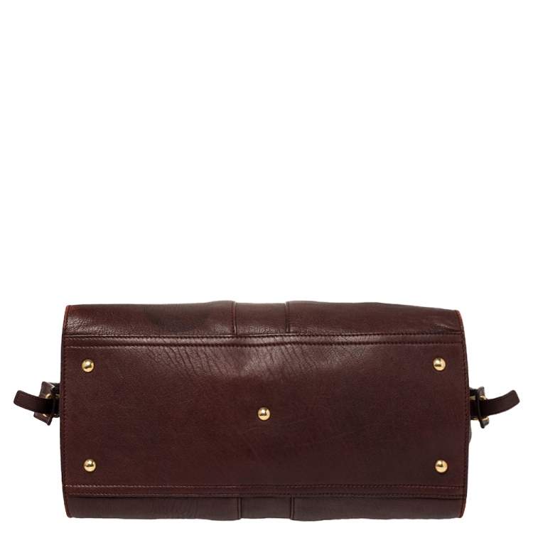Pre Owned Yves Saint Laurent Burgundy Leather Medium Cabas Y-Ligne Tote