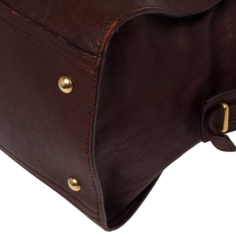 Pre Owned Yves Saint Laurent Burgundy Leather Medium Cabas Y-Ligne Tote