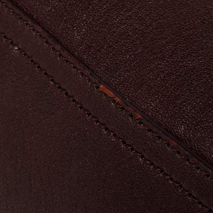 Pre Owned Yves Saint Laurent Burgundy Leather Medium Cabas Y-Ligne Tote