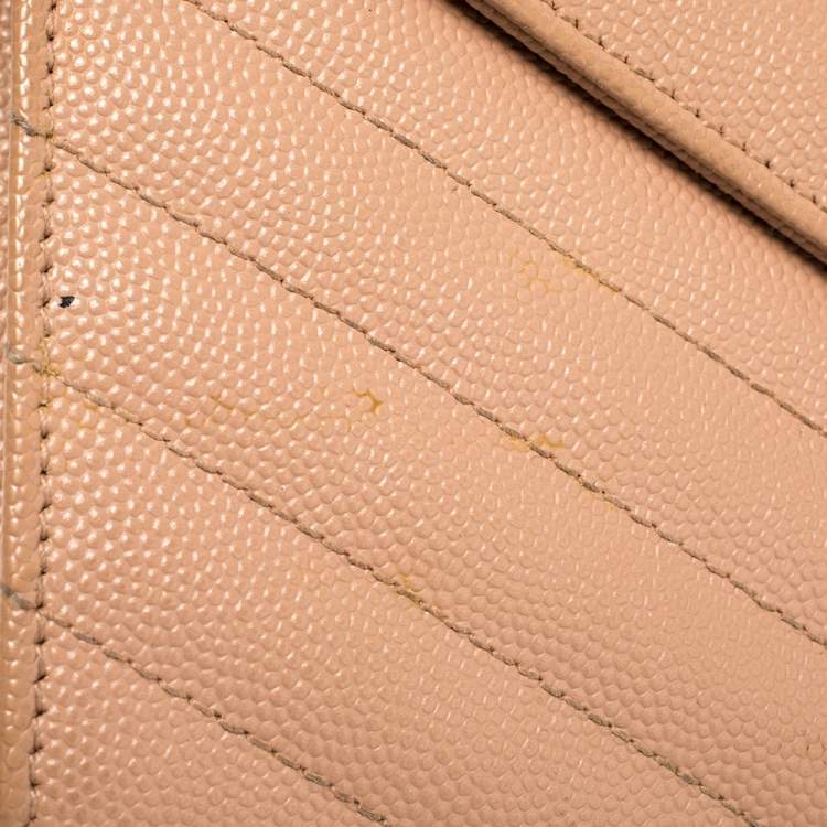 Pre Owned Saint Laurent Pink Matelasse Leather Monogram Envelope Wallet on Chain