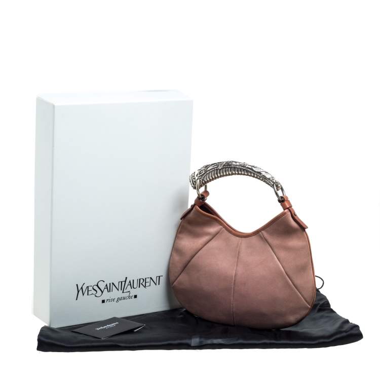 Pre Owned Yves Saint Laurent Blush Pink Suede Mombasa Hobo