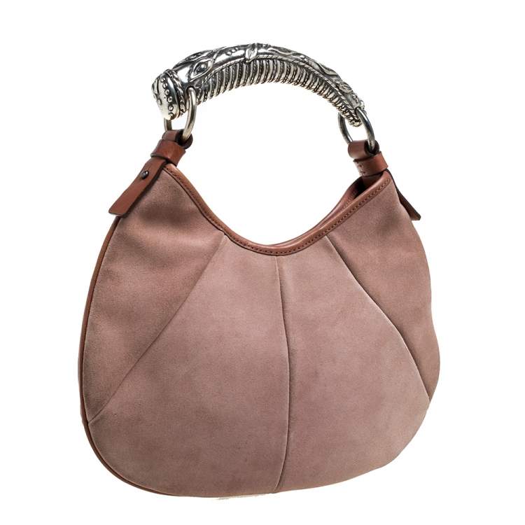 Pre Owned Yves Saint Laurent Blush Pink Suede Mombasa Hobo