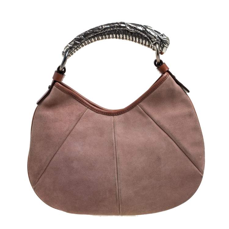 Pre Owned Yves Saint Laurent Blush Pink Suede Mombasa Hobo