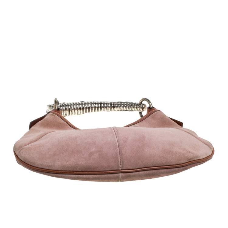 Pre Owned Yves Saint Laurent Blush Pink Suede Mombasa Hobo