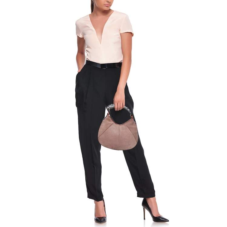 Pre Owned Yves Saint Laurent Blush Pink Suede Mombasa Hobo
