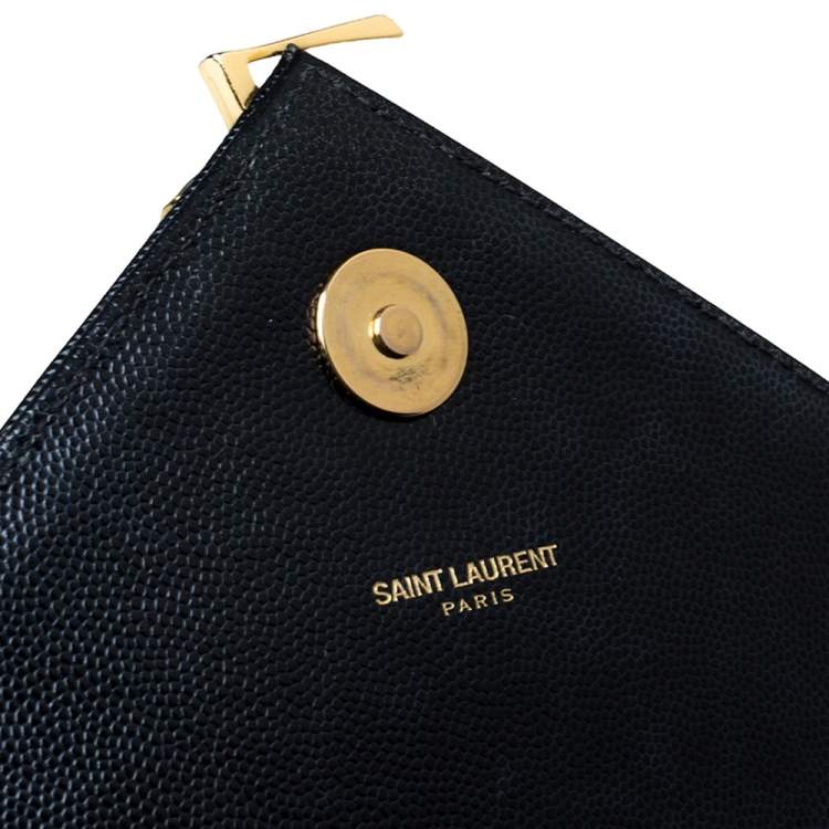 Pre Owned Saint Laurent Black Matelasse Leather Large Cassandre Flap Bag