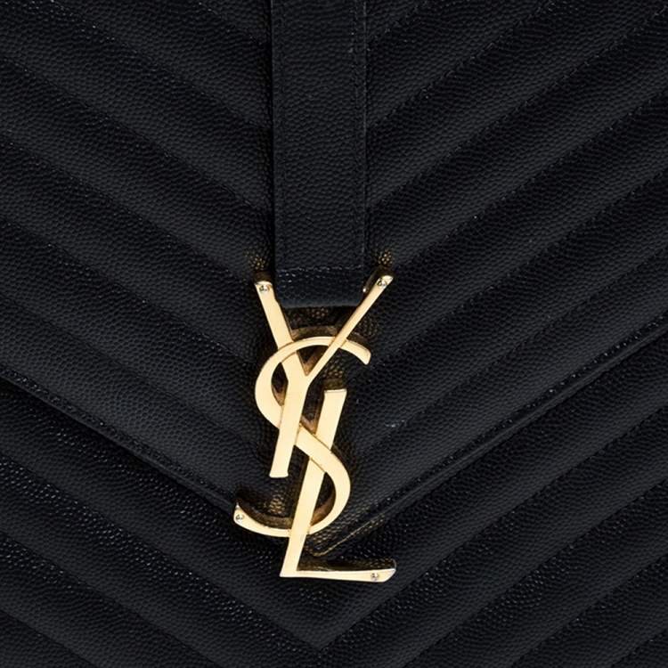 Pre Owned Saint Laurent Black Matelasse Leather Large Cassandre Flap Bag