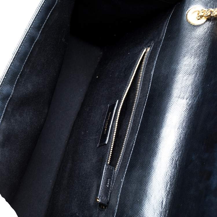 Pre Owned Saint Laurent Black Matelasse Leather Large Cassandre Flap Bag