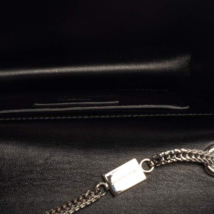 Pre Owned Saint Laurent Black/Green Python and Leather Betty Flap Shoulder Bag