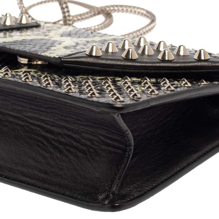 Pre Owned Saint Laurent Black/Green Python and Leather Betty Flap Shoulder Bag
