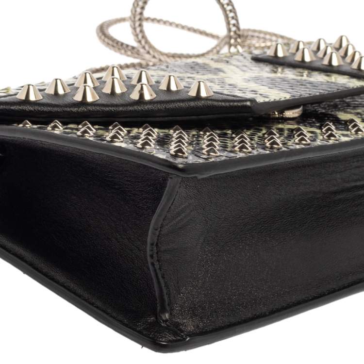 Pre Owned Saint Laurent Black/Green Python and Leather Betty Flap Shoulder Bag