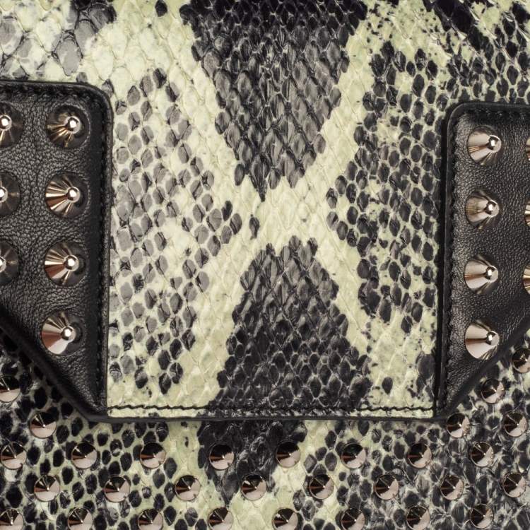 Pre Owned Saint Laurent Black/Green Python and Leather Betty Flap Shoulder Bag