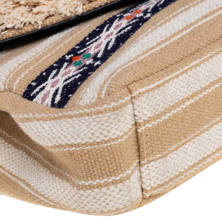 Pre Owned Saint Laurent Beige Canvas Medium College Top Handle Bag