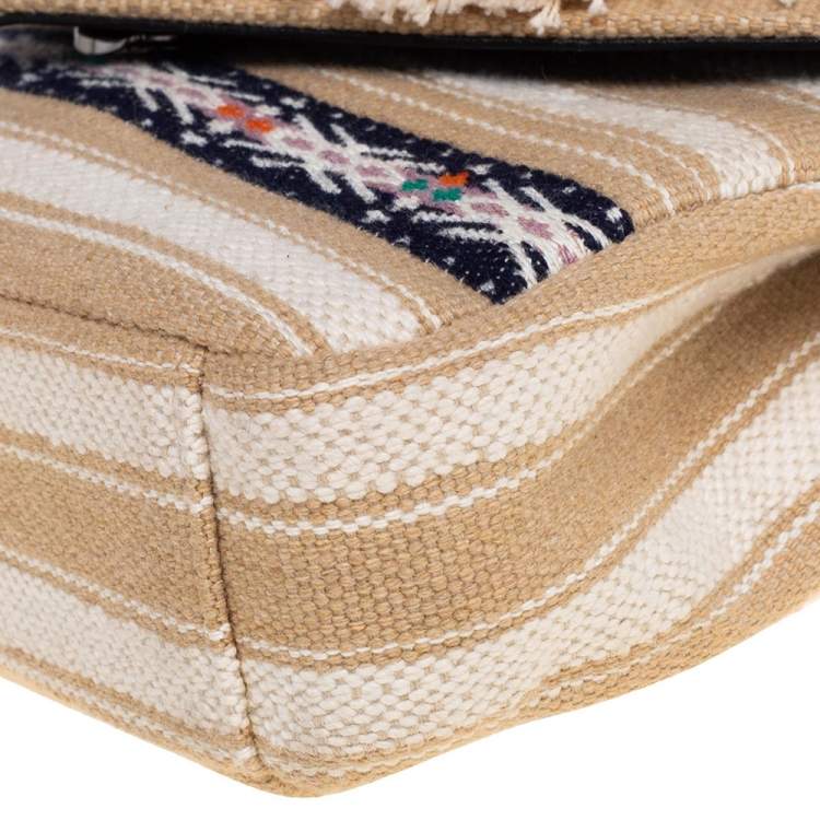 Pre Owned Saint Laurent Beige Canvas Medium College Top Handle Bag