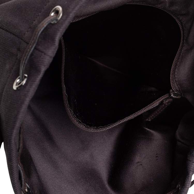Pre Owned Yves Saint Laurent Chocolate Brown Canvas and Velvet Kahala Drawstring Tote