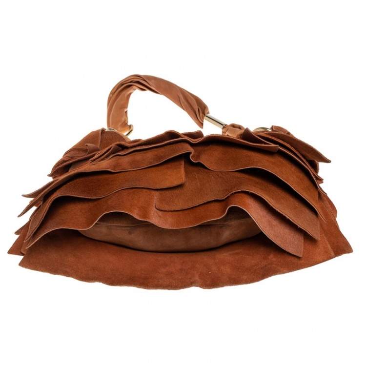 Pre Owned Yves Saint Laurent Brown Calf Hair St.Tropez Hobo