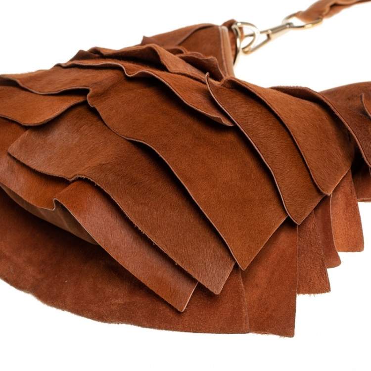 Pre Owned Yves Saint Laurent Brown Calf Hair St.Tropez Hobo