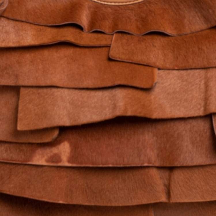 Pre Owned Yves Saint Laurent Brown Calf Hair St.Tropez Hobo