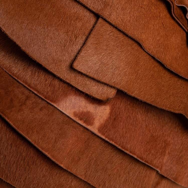 Pre Owned Yves Saint Laurent Brown Calf Hair St.Tropez Hobo