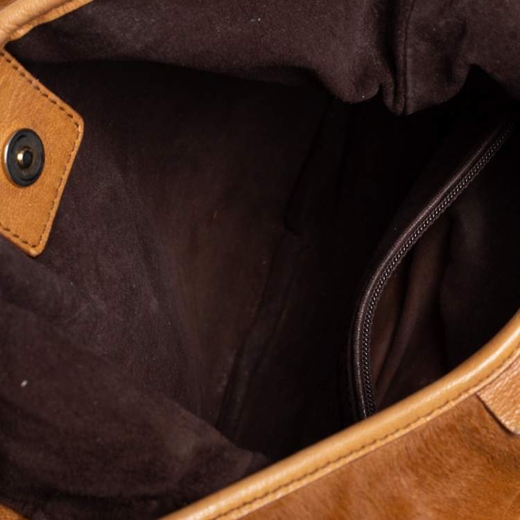 Pre Owned Yves Saint Laurent Brown Calf Hair St.Tropez Hobo