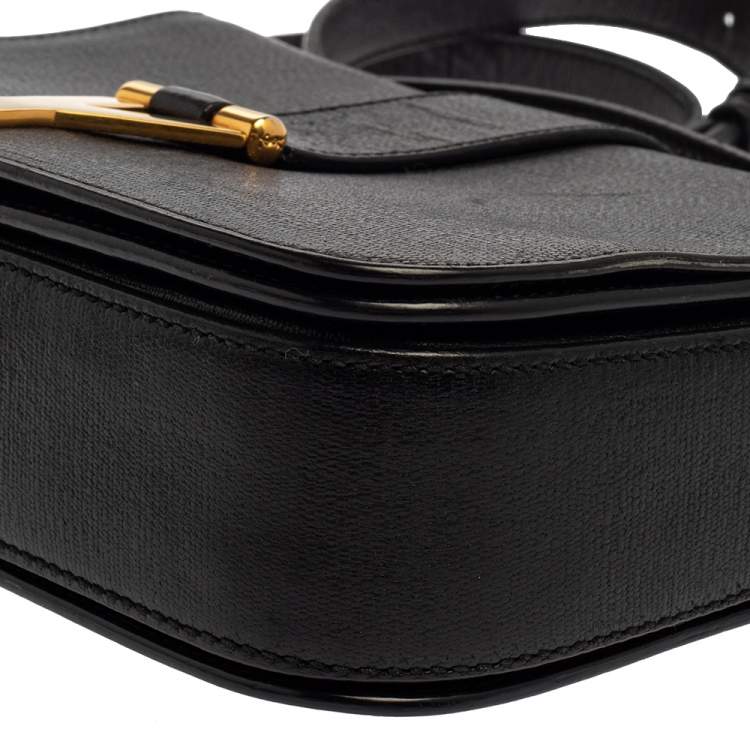 Pre Owned Yves Saint Laurent Black Leather Y-Ligne Flap Crossbody Bag