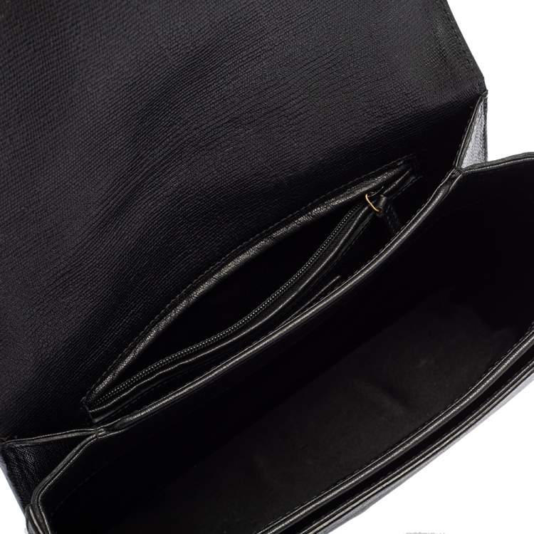 Pre Owned Yves Saint Laurent Black Leather Y-Ligne Flap Crossbody Bag