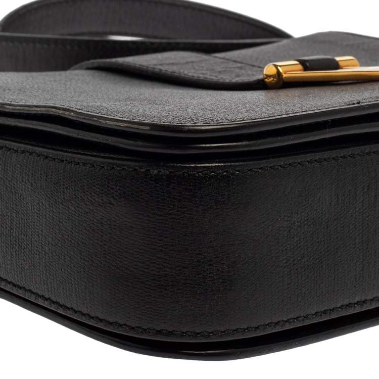 Pre Owned Yves Saint Laurent Black Leather Y-Ligne Flap Crossbody Bag