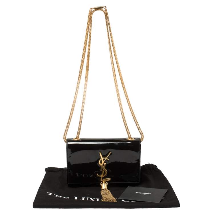 Pre Owned Saint Laurent Black Patent Leather Small Kate Tassel Crossbody Bag